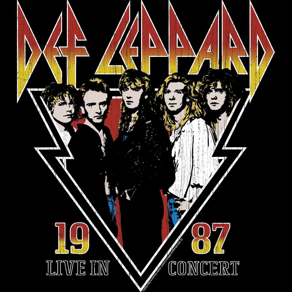 Def Leppard 1987 Live in Concert Adult T-Shirt, Classic 80s Hard Rock Band Graphic Tee, Retro Music Fan Apparel