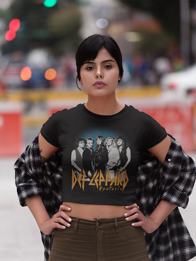 Def Leppard Blue Fade Logo Graphic Ladies T-Shirt - Official Band Tee