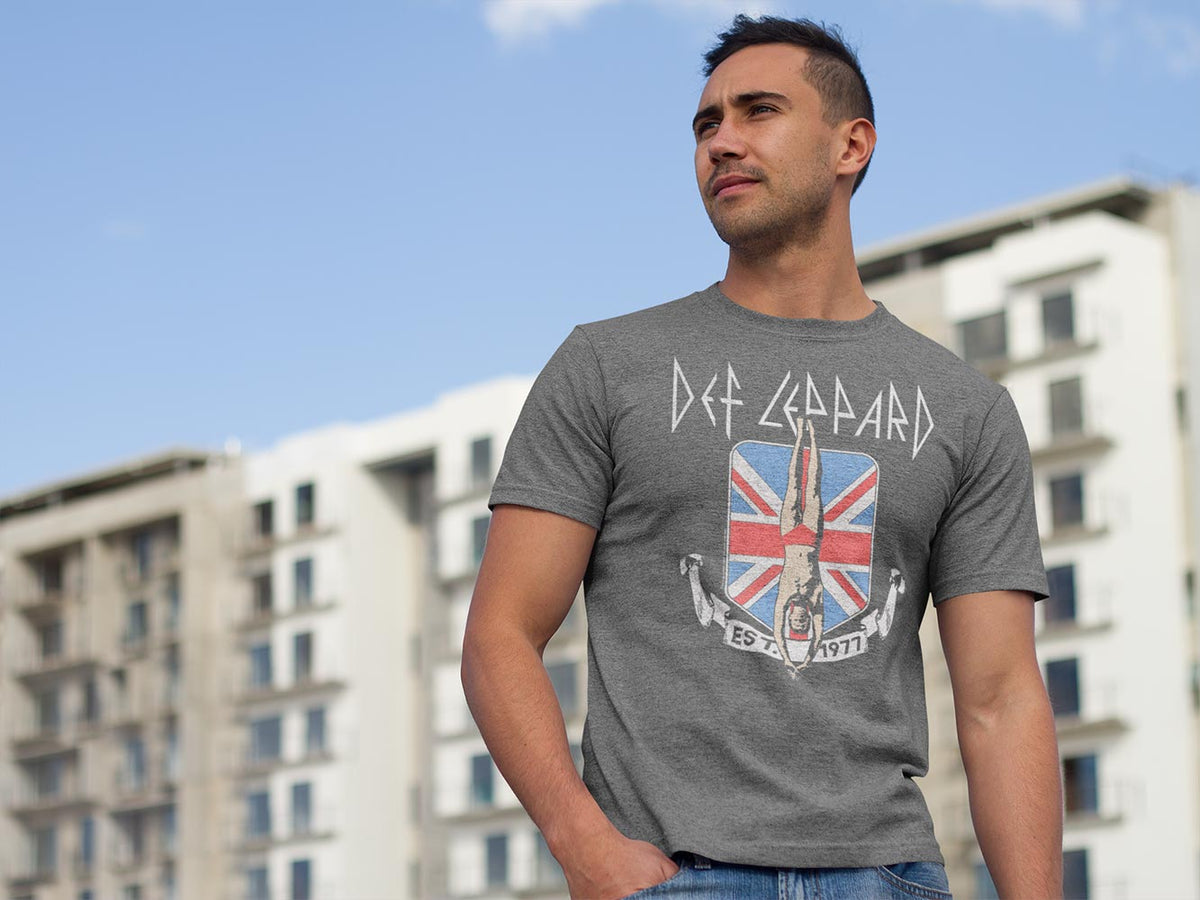 Def Leppard High 'n' Dry Diver Union Jack Graphic T-Shirt - Band Tee
