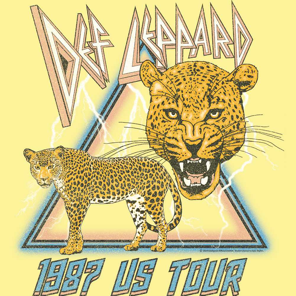 Def Leppard Hysteria 1987 Lightning And Leopards Graphic Band T-Shirt Merch Retro Tee Unisex