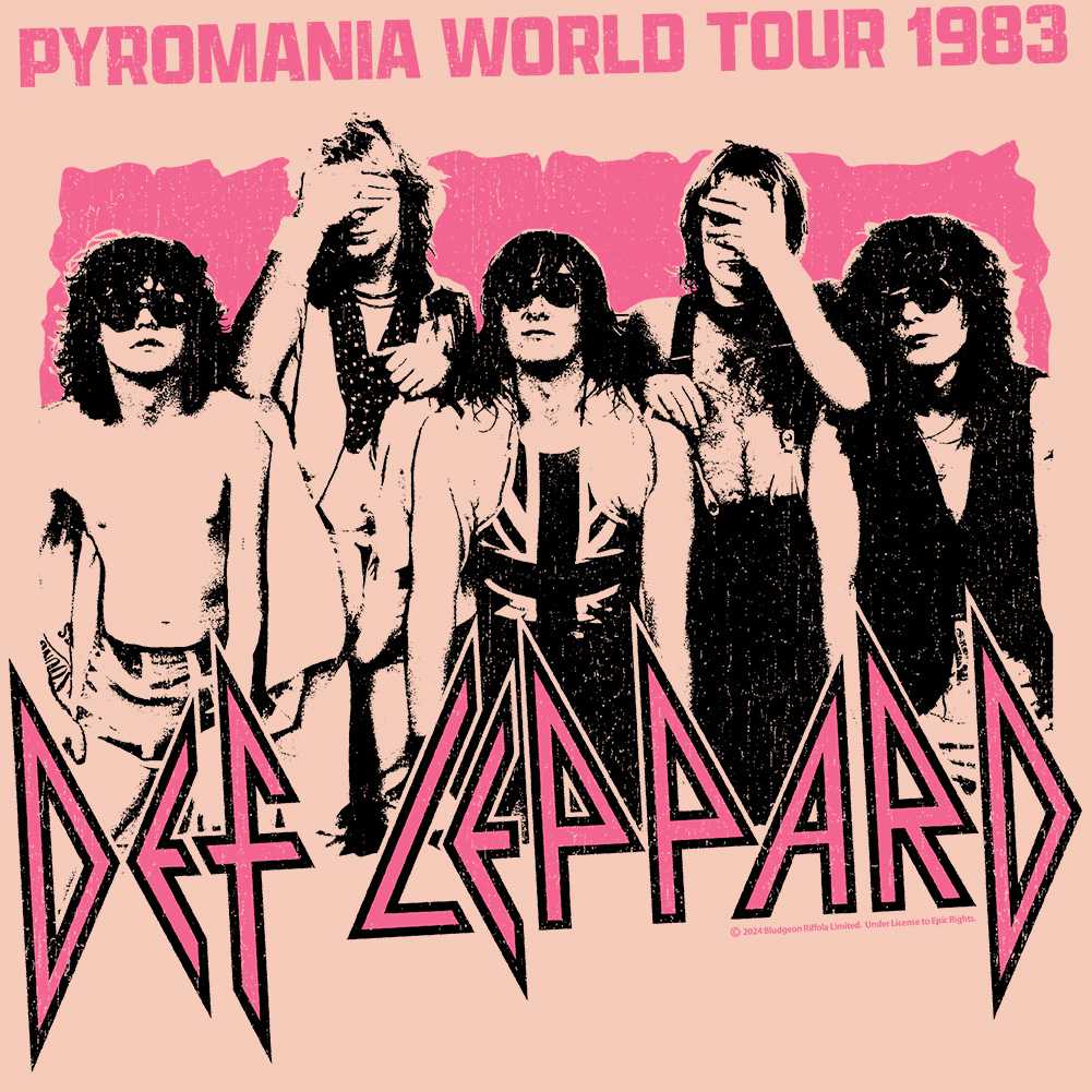 Def Leppard Pyromania World Tour Graphic T-Shirt - Official 1983 Band Tee