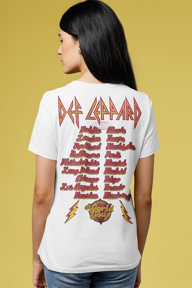 Def Leppard Hysteria 1987-88 World Tour Graphic T-Shirt - Official Two-Sided Band Tee