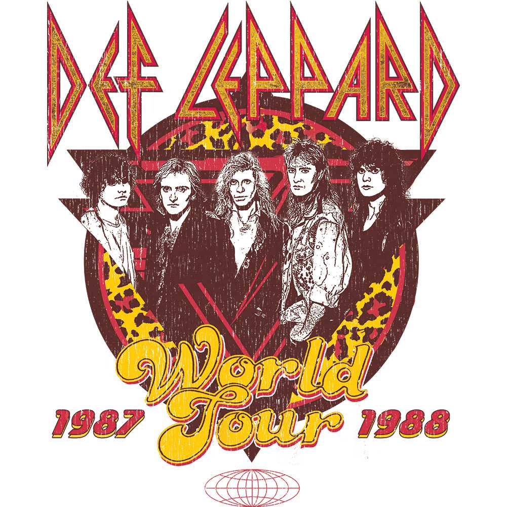 Def Leppard Hysteria 1987-88 World Tour Graphic T-Shirt - Official Two-Sided Band Tee