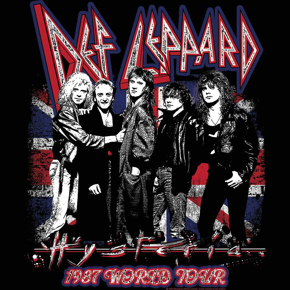 Def Leppard Hysteria Union Jack Graphic T-Shirt - Official 1987 Band Tee