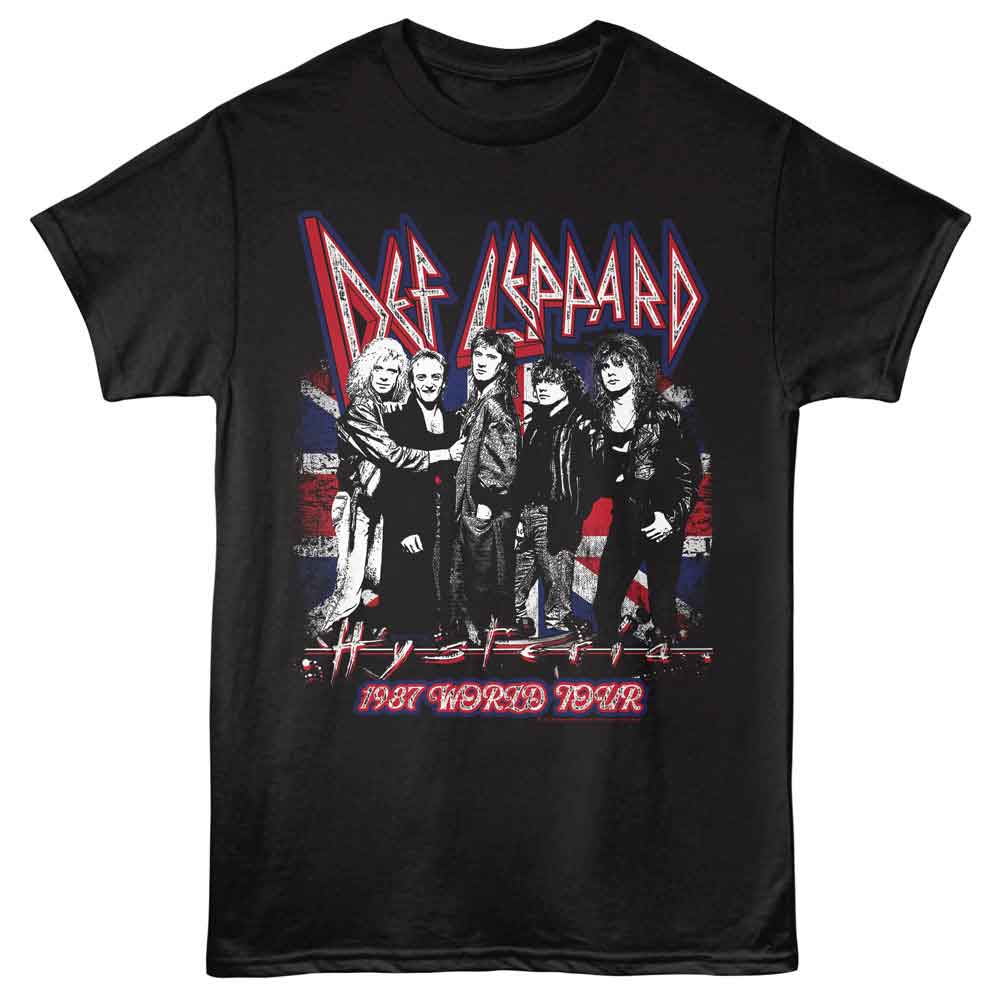 Def Leppard Hysteria Union Jack Graphic T-Shirt - Official 1987 Band Tee