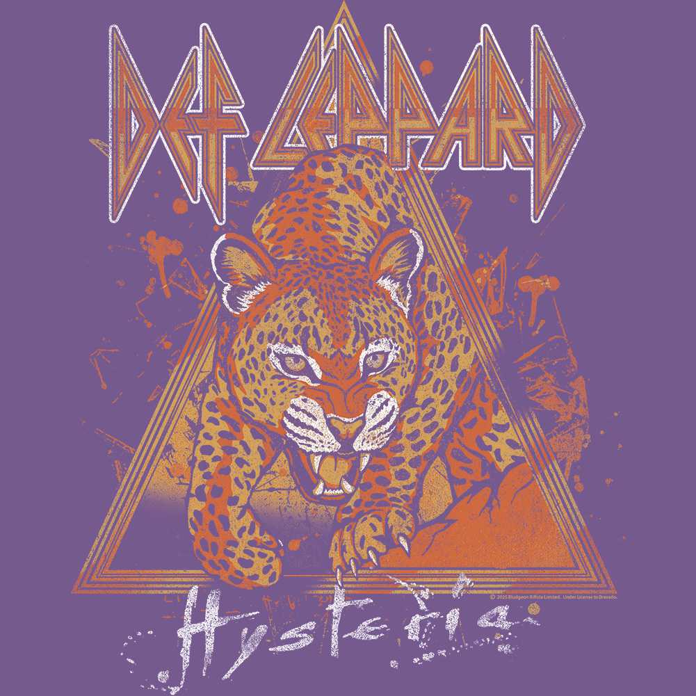 Def Leppard Hysteria Leopard Graphic T-Shirt - Official Hard Rock Band Tee