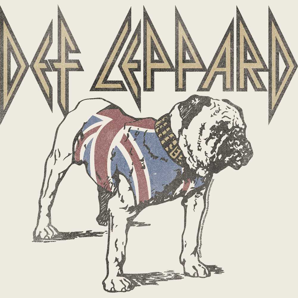 Def Leppard Bulldog Graphic T-Shirt - Official Classic Rock Band Tee - Vintage