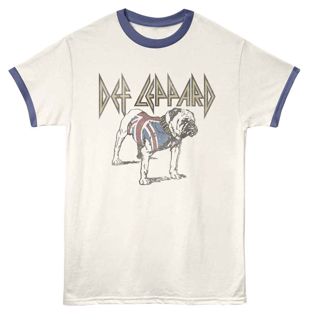 Def Leppard Bulldog Graphic T-Shirt - Official Classic Rock Band Tee - Vintage