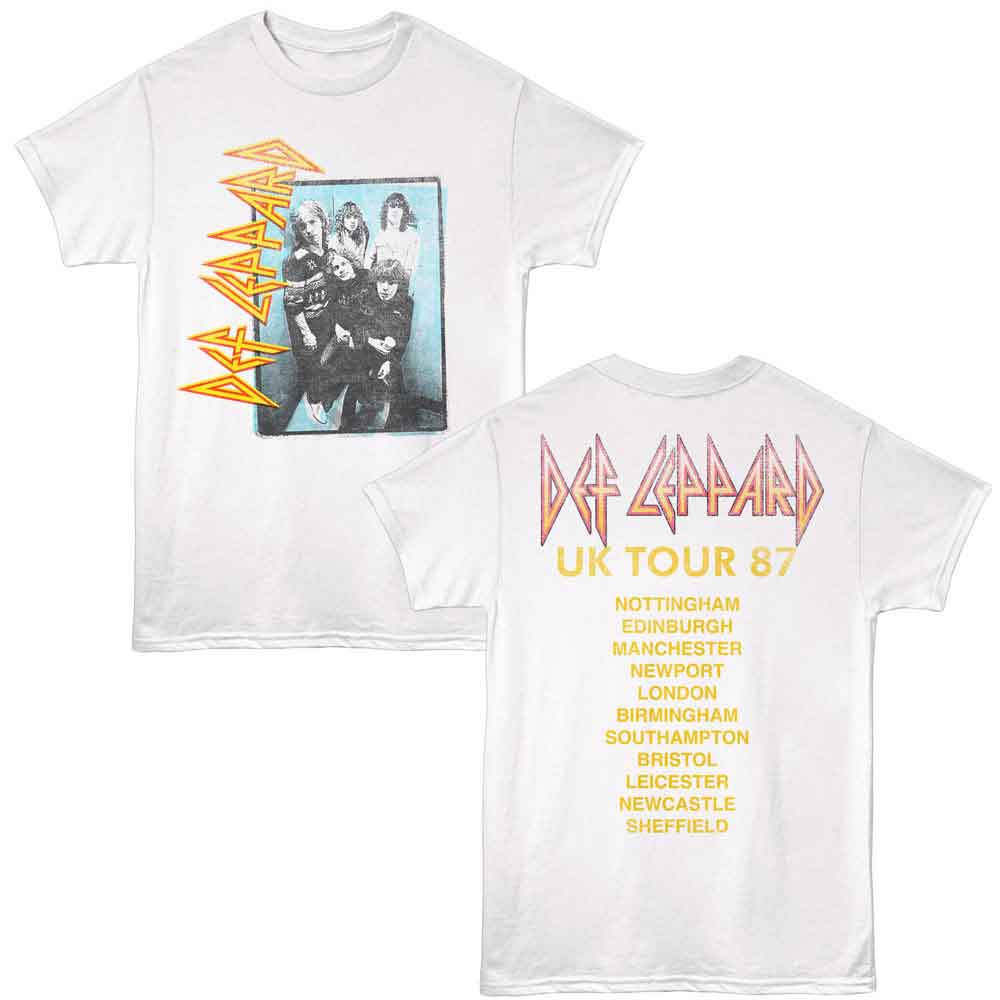 Def Leppard 1987 UK Tour Graphic T-Shirt - Official Two-Sided Hysteria Band Tee