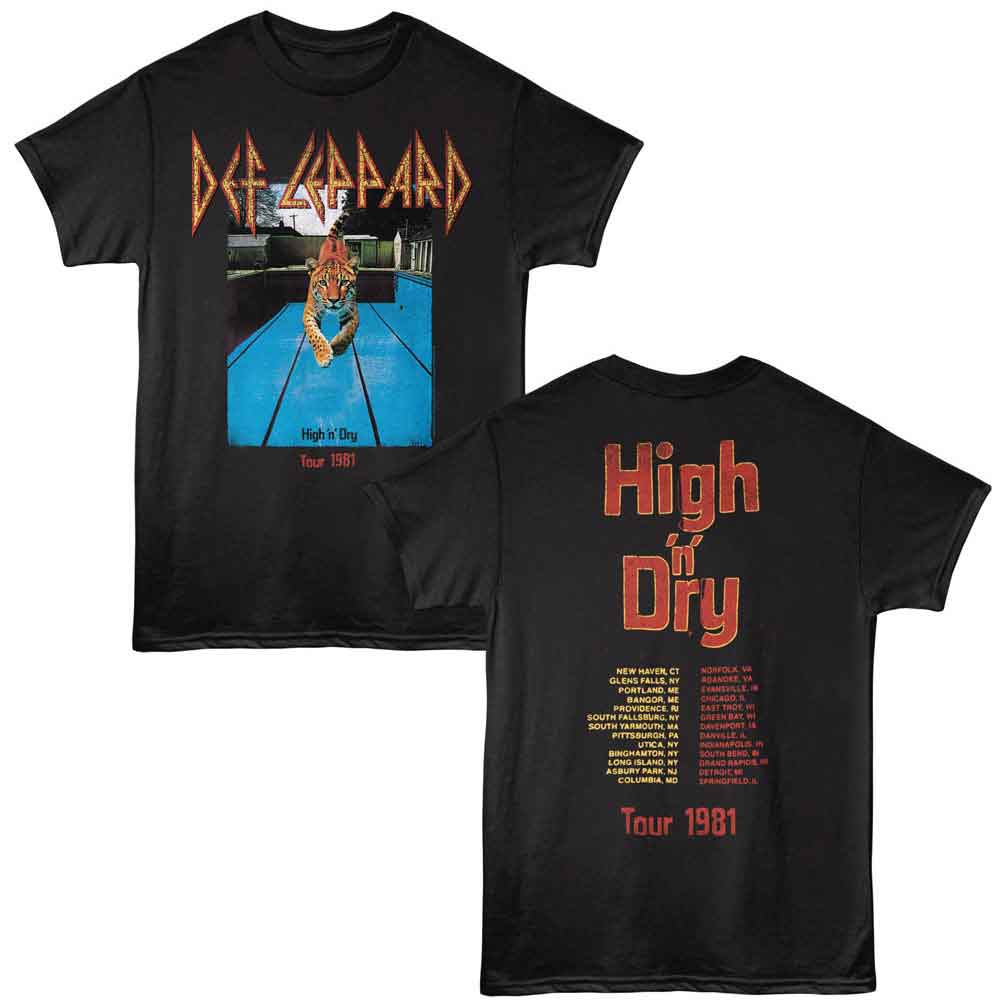 Def Leppard High 'n' Dry 1981 Graphic T-Shirt - Official Two-Sided Band Tee