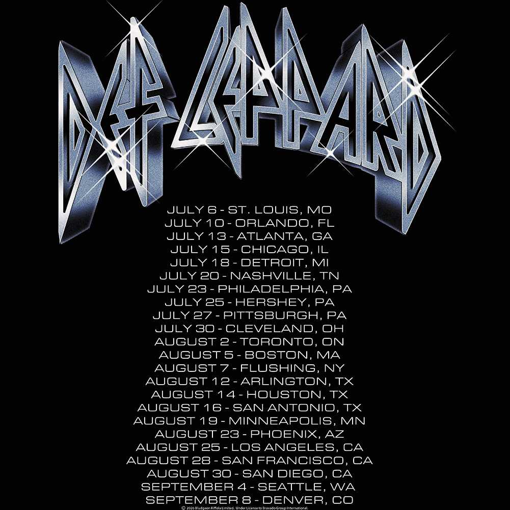 Def Leppard Summer Stadium Tour Graphic T-Shirt - Official Two-Sided Band Tee
