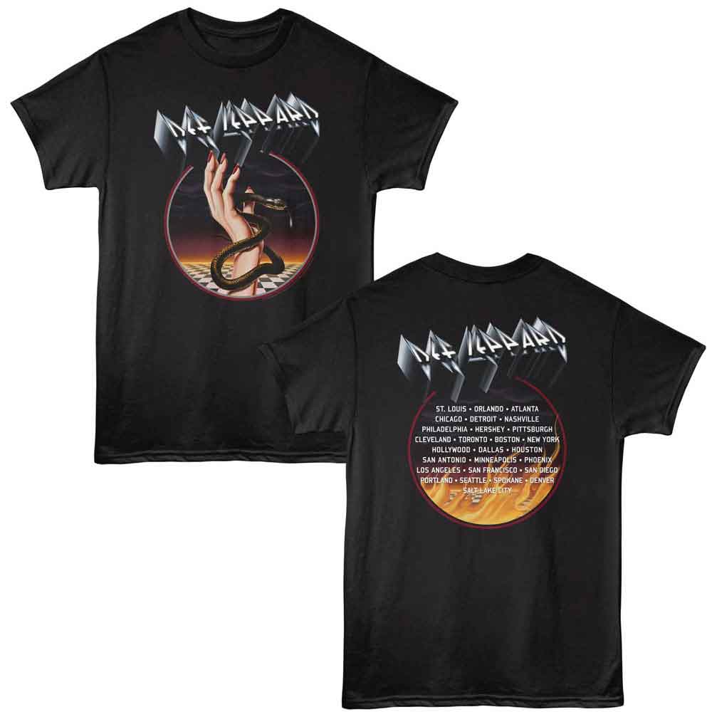 Def Leppard SNAKE HOLD Black Adult T-Shirt – Snake Graphic Classic Rock Music Band Tee