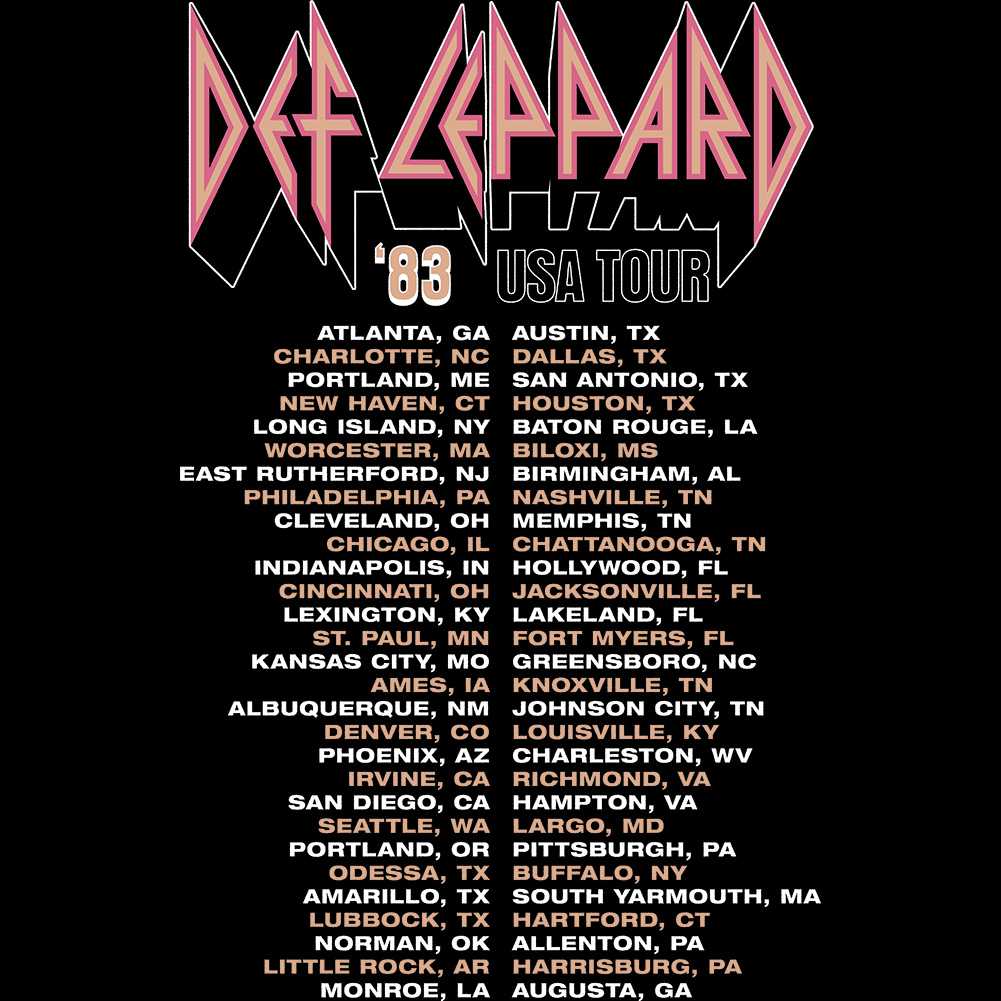Def Leppard 1983 USA Tour Graphic T-Shirt - Official Two-Sided Band Tee