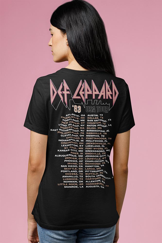 Def Leppard 1983 USA Tour Graphic T-Shirt - Official Two-Sided Band Tee