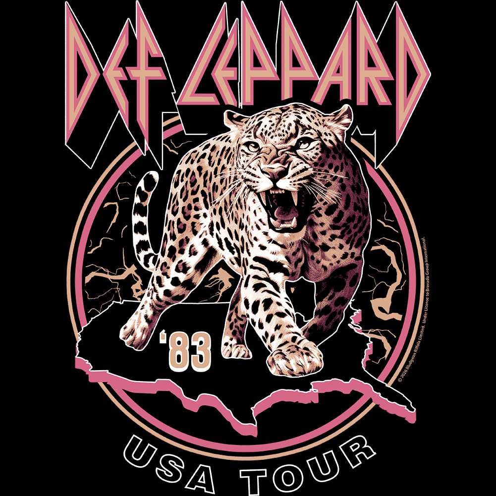 Def Leppard 1983 USA Tour Graphic T-Shirt - Official Two-Sided Band Tee