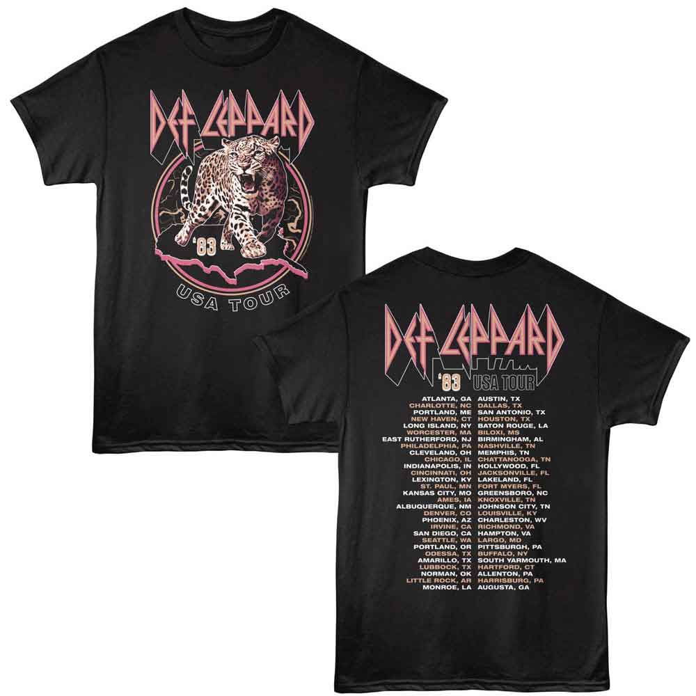 Def Leppard 1983 USA Tour Graphic T-Shirt - Official Two-Sided Band Tee