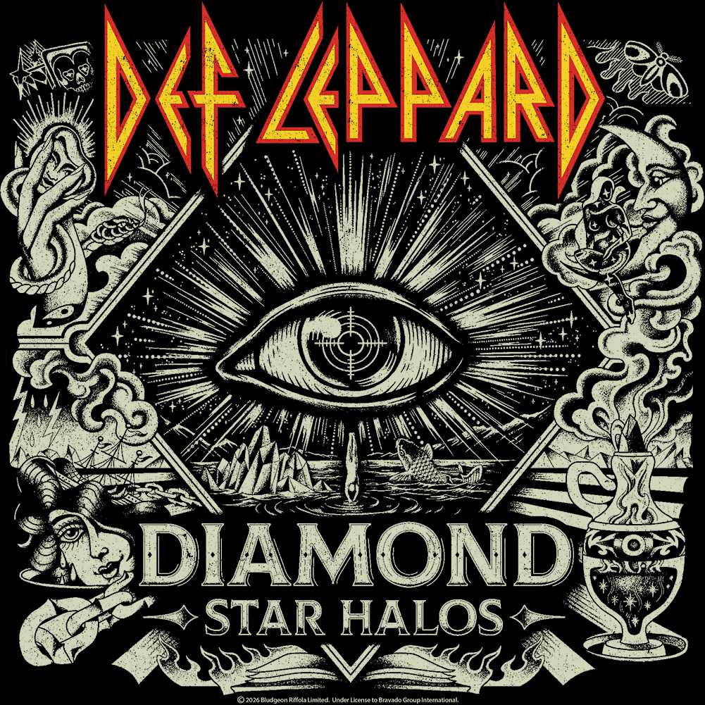 Def Leppard Diamond Star Halos Graphic T-Shirt - Rock Band Album Tee