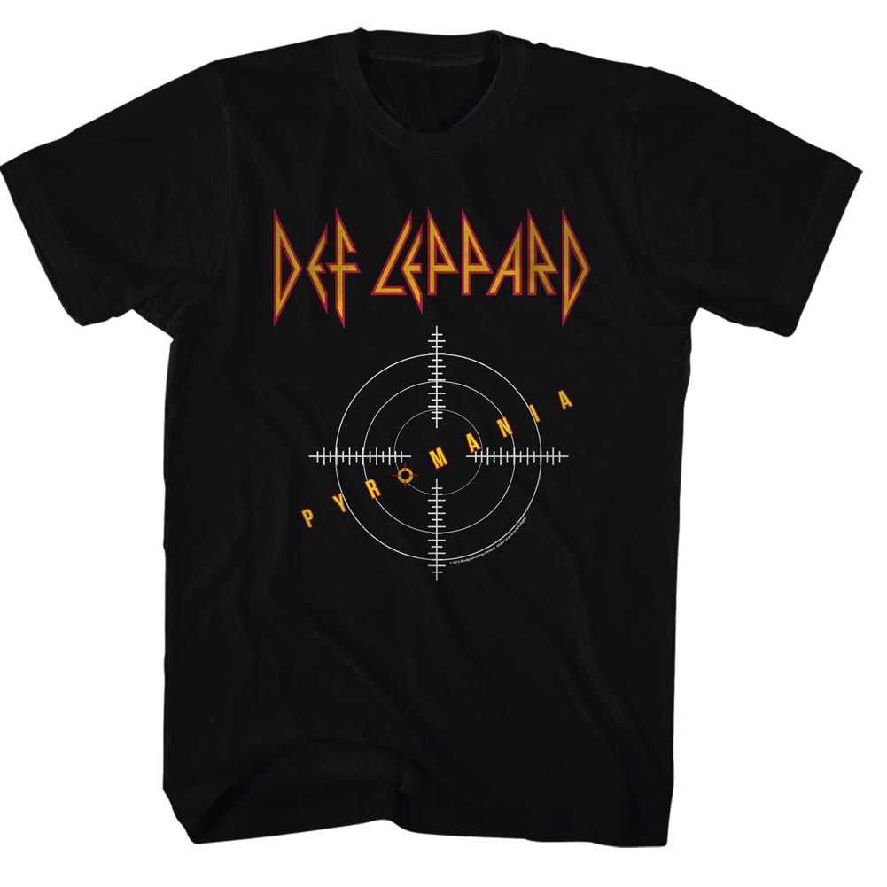 Def Leppard PYROMANIA Adult Black T-Shirt – Classic Rock Album Graphic Tee, Official Band Merchandise