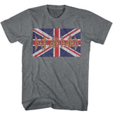 Def Leppard FLAG Graphite Heather Adult T-Shirt – Official Rock Band Flag Graphic Fan Shirt