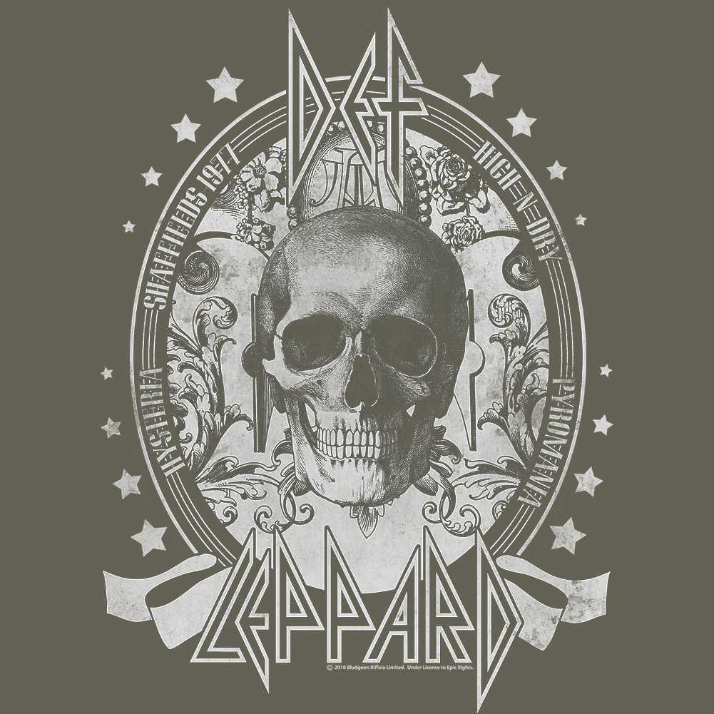 Def Leppard Skull Adult T-Shirt, Classic 80s Hard Rock Band Graphic Tee, Retro Concert Music Fan Apparel