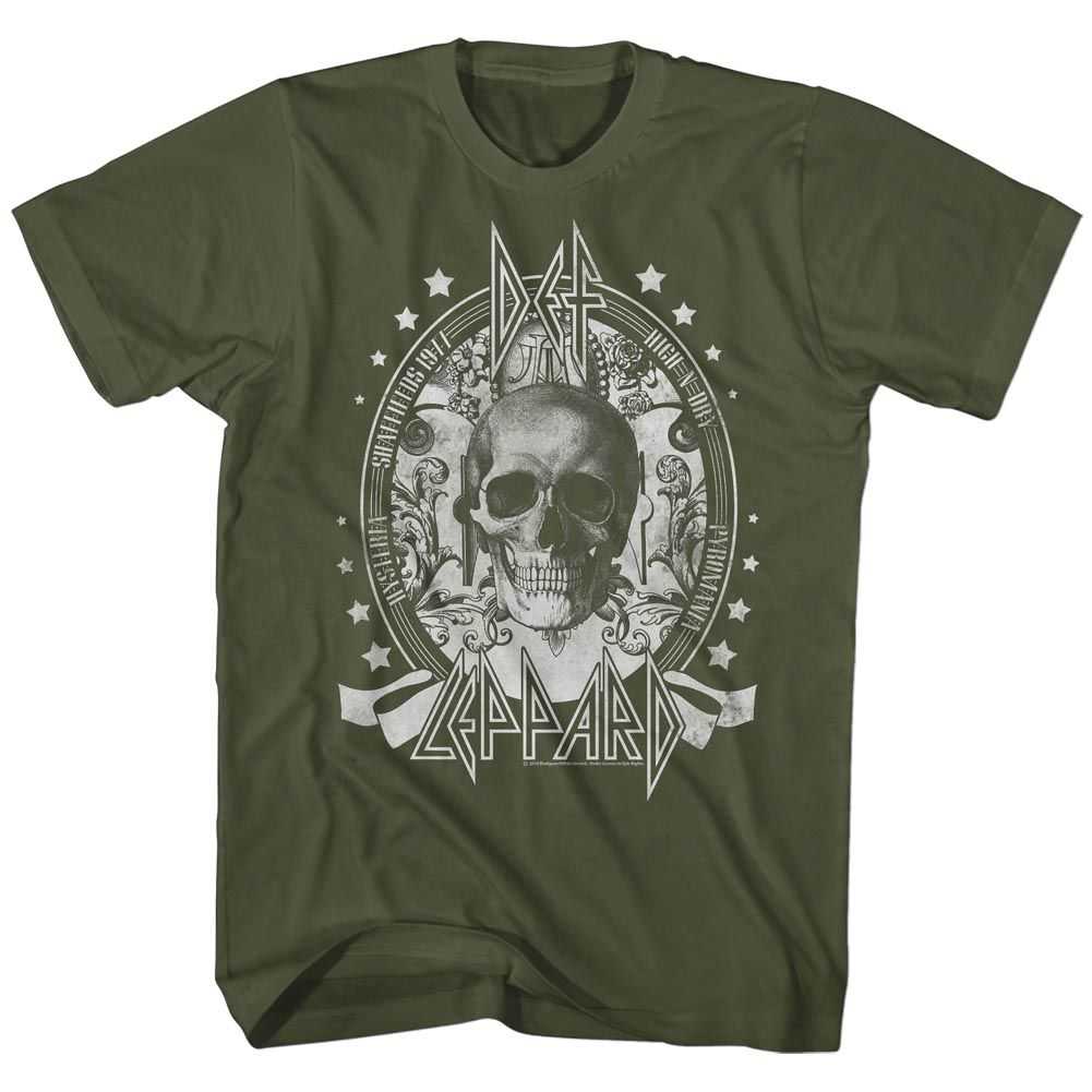 Def Leppard Skull Adult T-Shirt, Classic 80s Hard Rock Band Graphic Tee, Retro Concert Music Fan Apparel