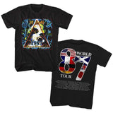 Def Leppard Def World Tour 2-Sided Graphic T-Shirt, 80s Hard Rock Band Tour Tee, Retro Concert Music Fan Apparel