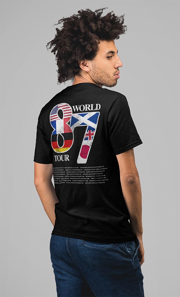 Def Leppard Def World Tour 2-Sided Graphic T-Shirt, 80s Hard Rock Band Tour Tee, Retro Concert Music Fan Apparel