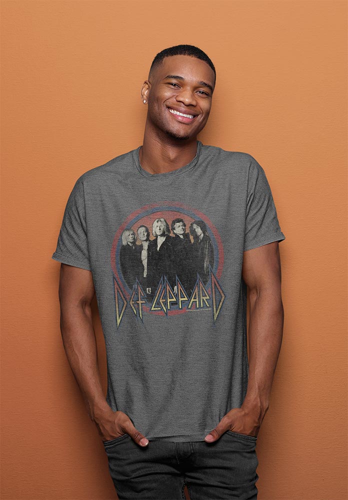 Def Leppard Circles Adult T-Shirt, Classic 80s Hard Rock Band Graphic Tee, Retro Concert Music Fan Apparel