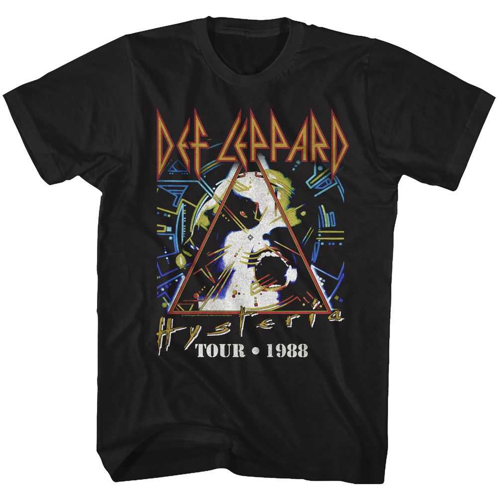 Def Leppard Tour88 Adult T-Shirt, Vintage 1988 Hard Rock Band Graphic Tee, Classic 80s Concert Music Fan Apparel