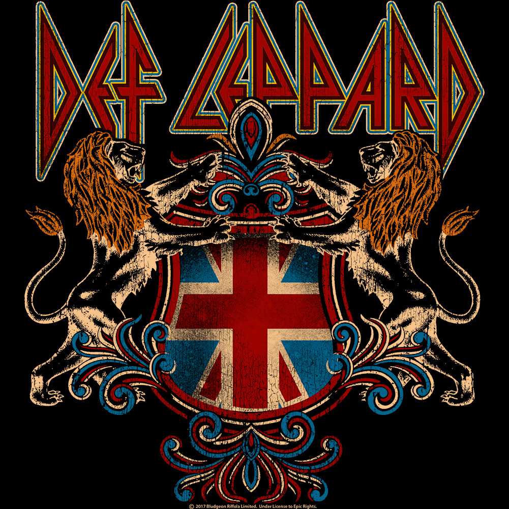 Def Leppard Crest Logo Graphic T-Shirt - Official Hard Rock Band Tee