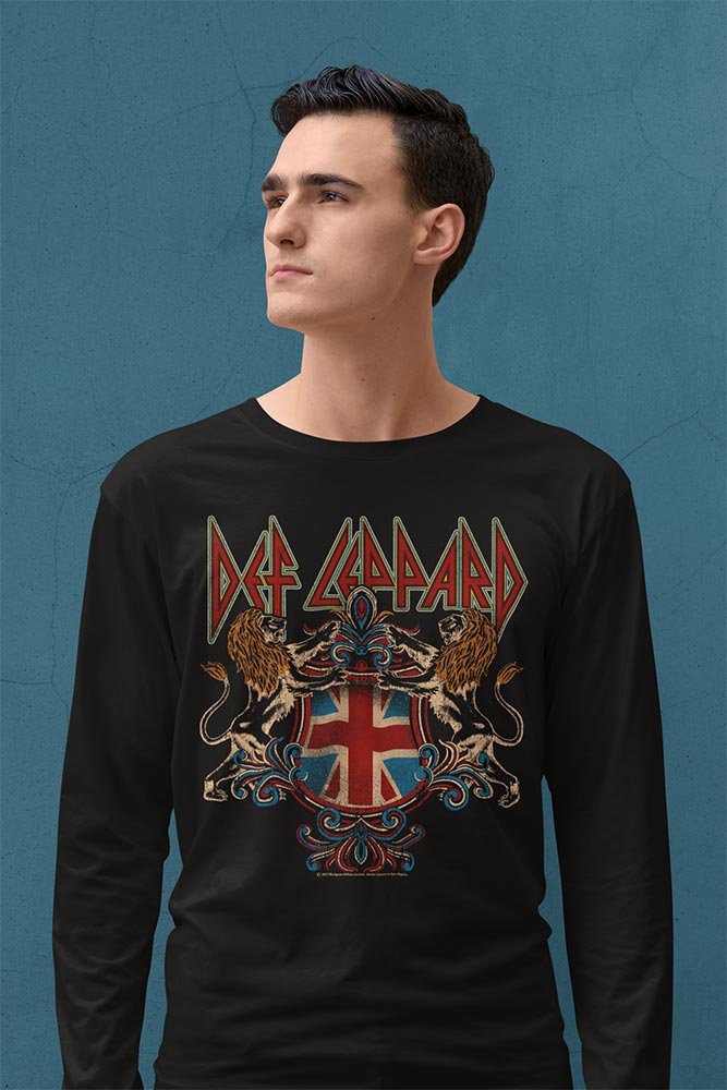 Def Leppard Crest Logo Graphic T-Shirt - Official Hard Rock Band Tee