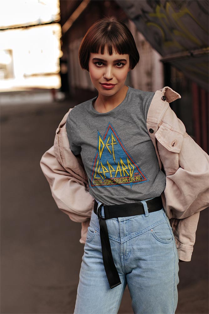 Def Leppard Primary Triangle Adult T-Shirt, Classic 80s Hard Rock Band Graphic Tee, Retro Concert Music Fan Apparel