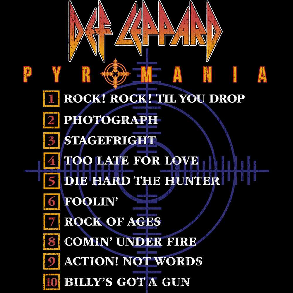 Def Leppard PYRO ALBUM Black Adult T-Shirt – Official Rock Band Graphic Tee for Classic Music Fans