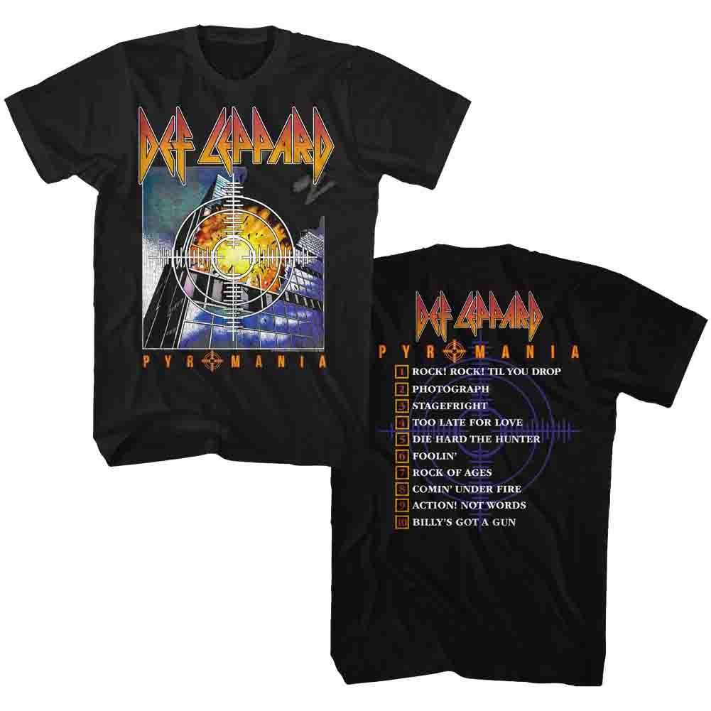 Def Leppard PYRO ALBUM Black Adult T-Shirt – Official Rock Band Graphic Tee for Classic Music Fans