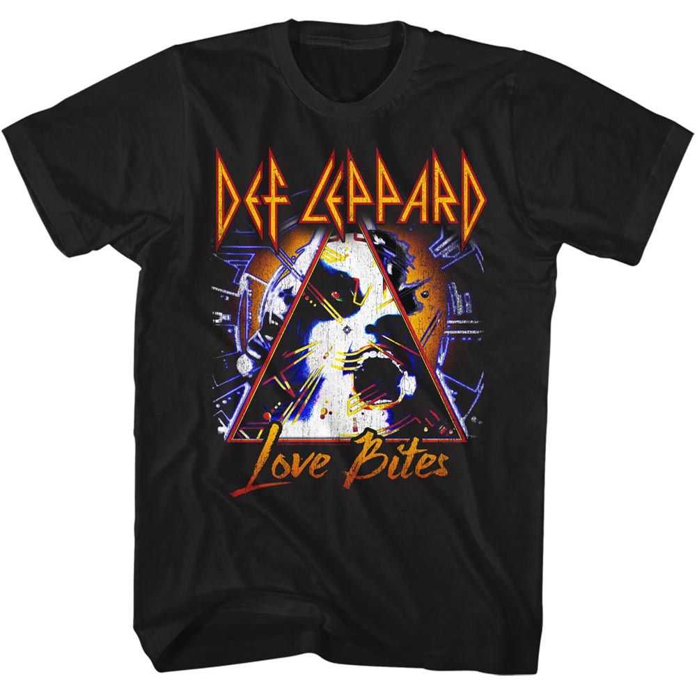 Def Leppard LOVE BITES Adult Black T-Shirt – Classic 80s Rock Music Graphic Tee for Fans
