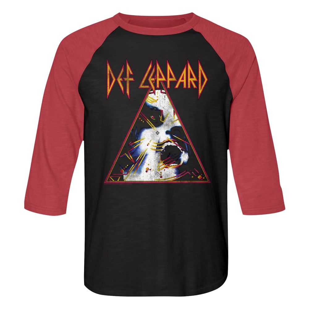 Def Leppard NOBGHYST 3/4 Sleeve Adult Shirt – Vintage Black Red Rock Band Graphic Tee