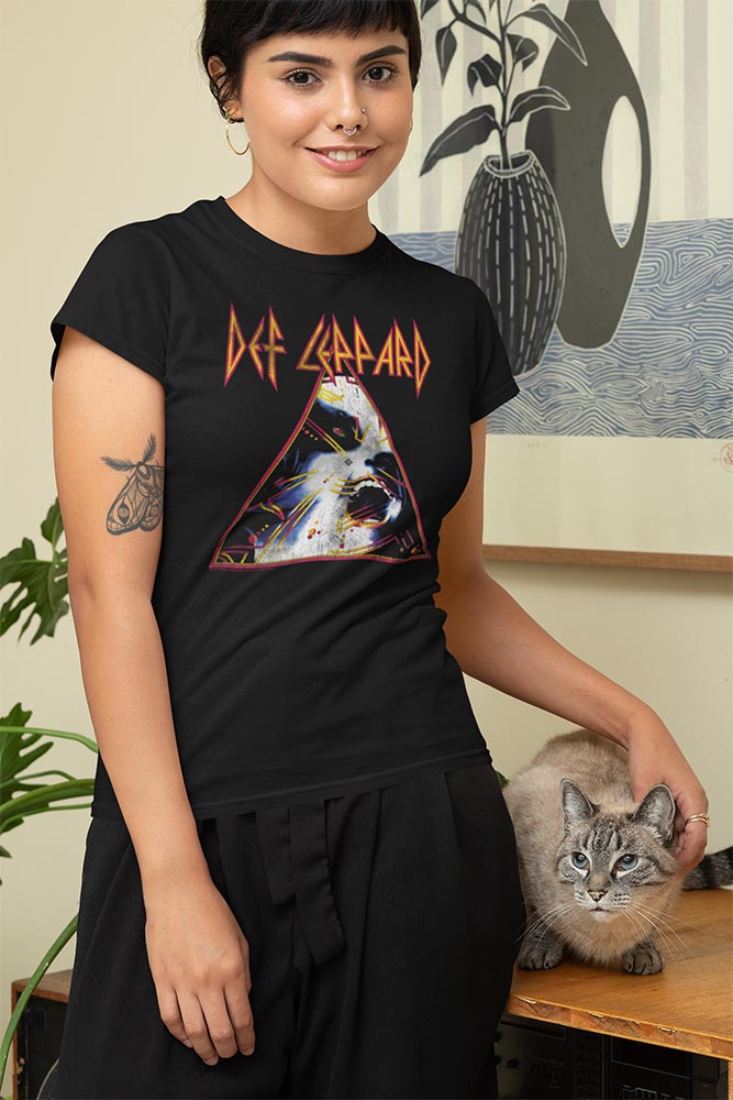 Def Leppard Nobghyst Adult T-Shirt, Classic 80s Hard Rock Band Graphic Tee, Retro Concert Music Fan Apparel