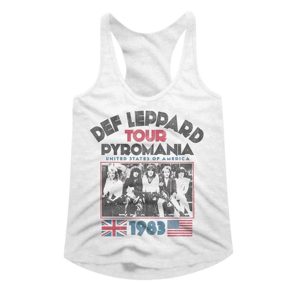 Def Leppard Pyromania Tour Graphic Girl Tank Top - Official 1983 Rock Band Tee