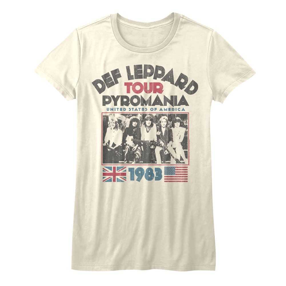 Def Leppard PYRO TOUR Vintage White Adult T-Shirt – Official Classic Rock Concert Band Tee