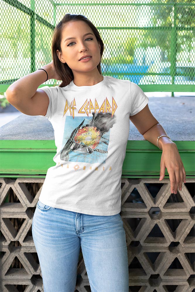Def Leppard Faded Pyromania Adult T-Shirt, Classic 80s Hard Rock Album Graphic Tee, Retro Rock Music Fan Apparel