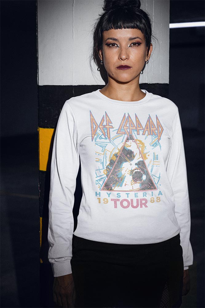Def Leppard Hysteria 1988 Tour Adult White T-Shirt – Official 80s Rock Band Graphic Tee