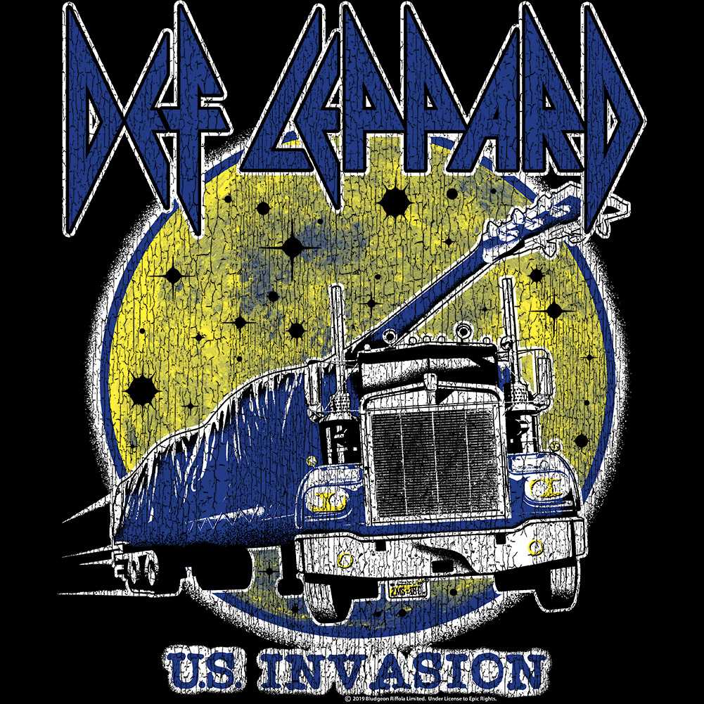 Def Leppard US Invasion Adult T-Shirt, Classic 80s Hard Rock Band Graphic Tee, Retro Concert Music Fan Apparel