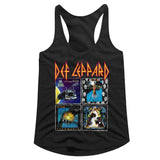 Def Leppard 80SALBUMS Black Adult Slim Fit Girl Tank Top – 80s Album Design Classic Rock Band Apparel