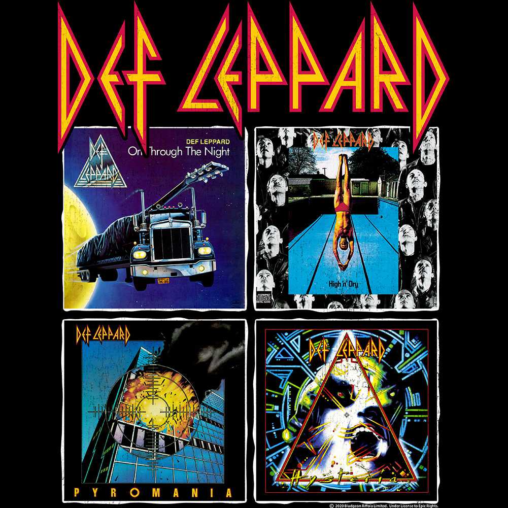Def Leppard 80s Albums Graphic T-Shirt - Rock Band Album Art Tee