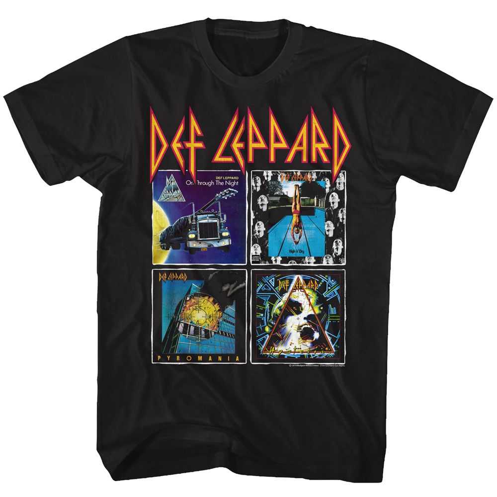 Def Leppard 80s Albums Graphic T-Shirt - Rock Band Album Art Tee