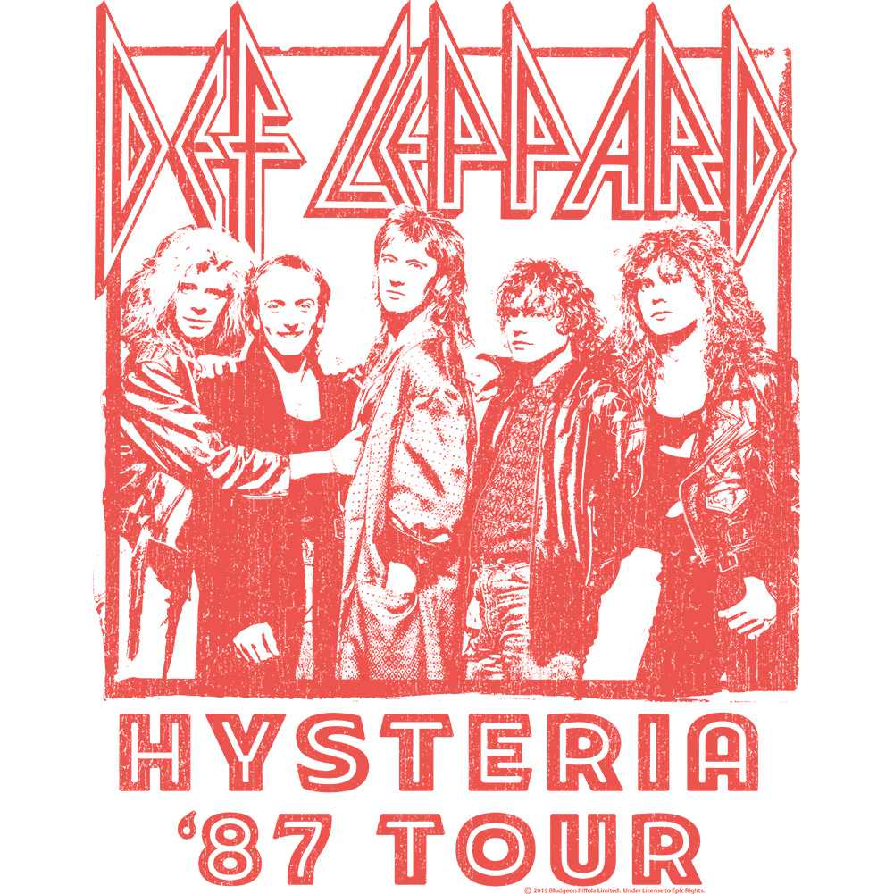 Def Leppard 87 Group Tour Adult T-Shirt, Classic 80s Hard Rock Band Graphic Tee, Retro Concert Music Fan Apparel