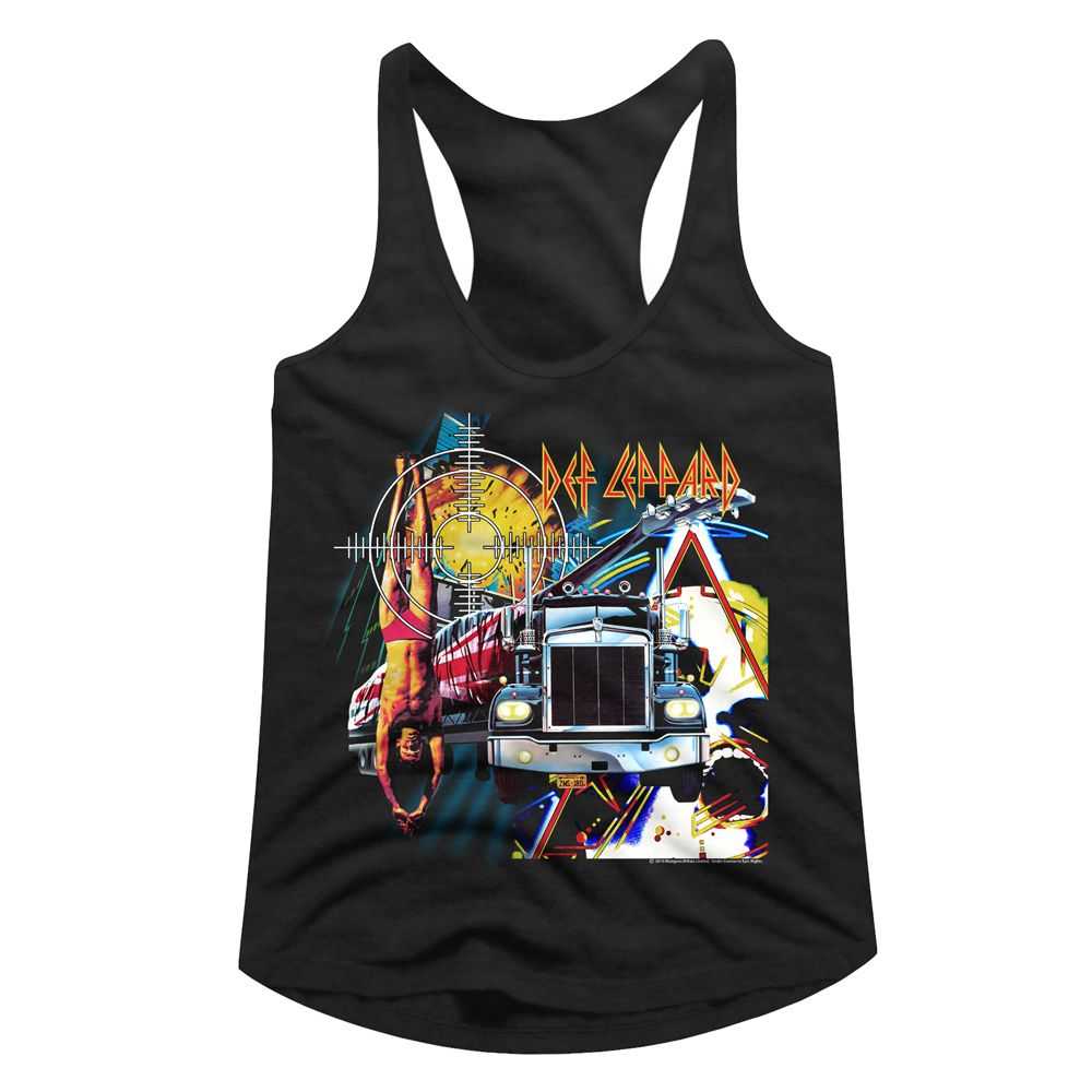 Def Leppard Jumble Graphic Tank Top - Classic Rock Band Sleeveless Girl Tank Top