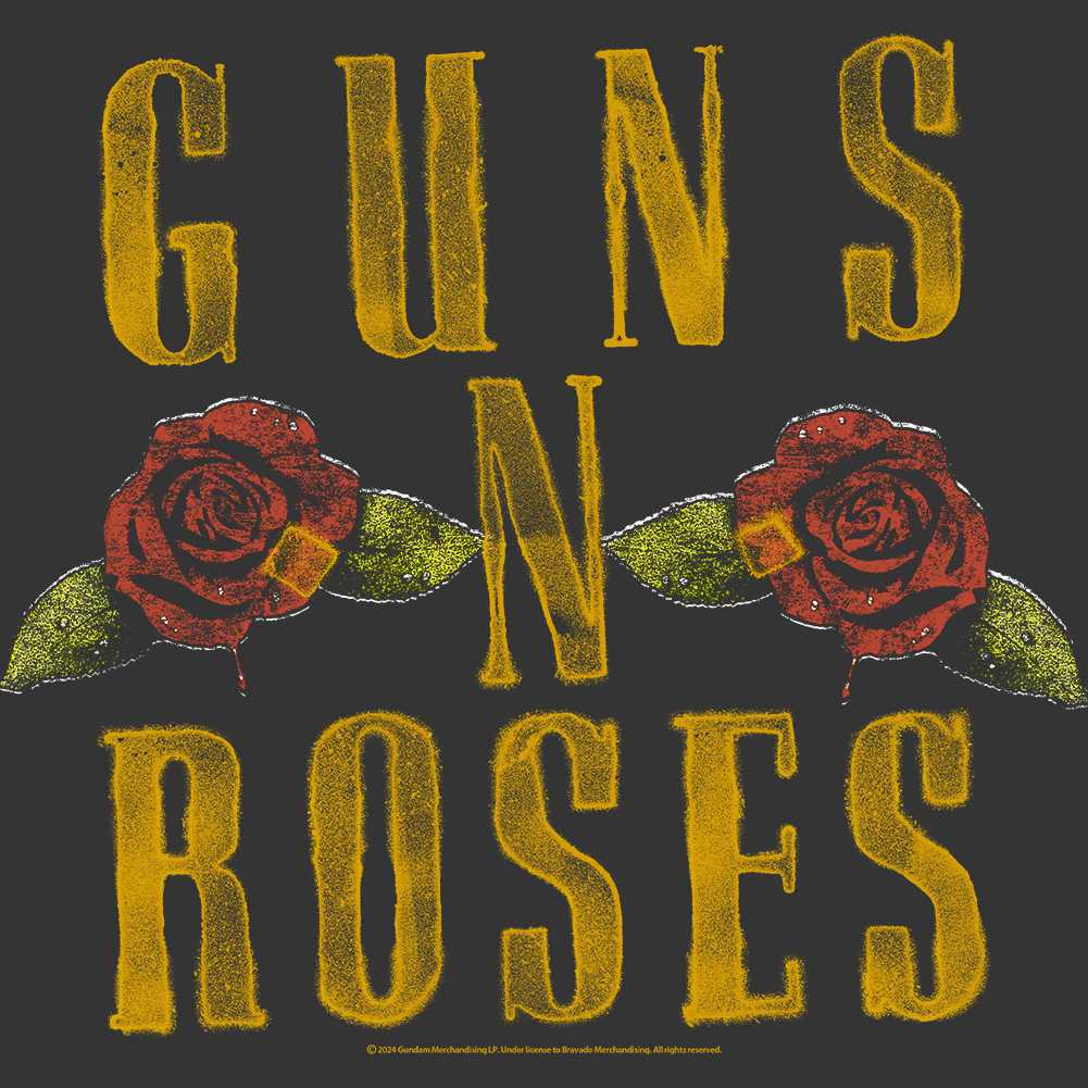 Guns N' Roses Classic Logo & Roses Graphic T-Shirt - Rock Band Tee