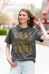 Guns N' Roses Classic Logo and Roses Graphic T-Shirt - Official Band Tee