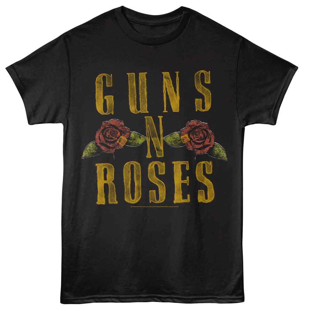 Guns N' Roses Classic Logo & Roses Graphic T-Shirt - Rock Band Tee